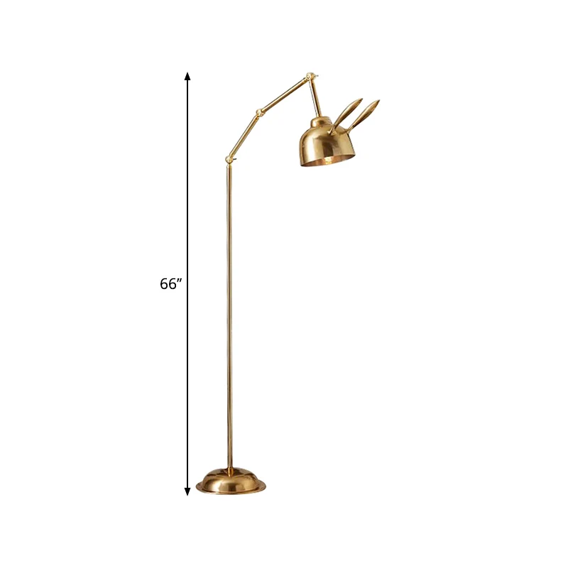 Konijnvormige vloerleeslamp Scandinavische stijl Metaal 1-lamps gouden staande lamp voor nachtkastje Clearhalo