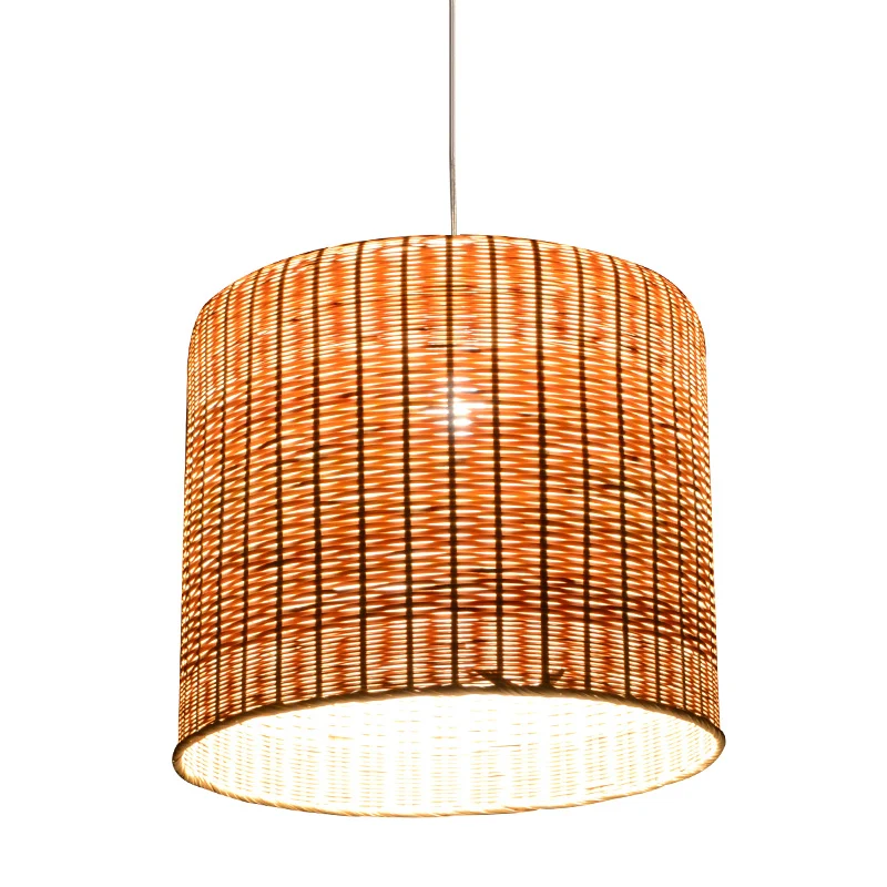 1 kop cilindrische hanglamp Chinese bamboe plafondophanglamp vlas Clearhalo