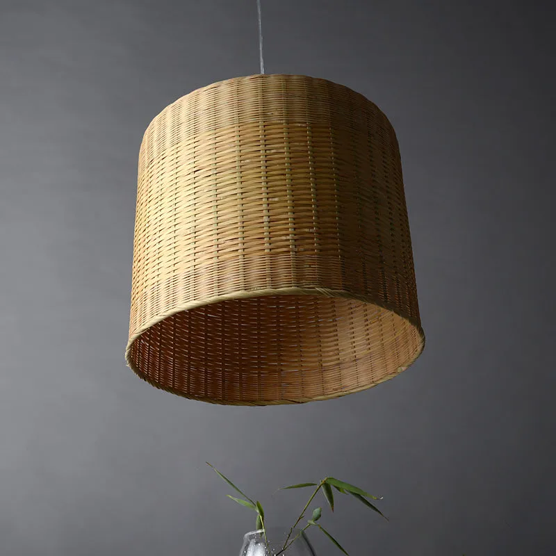 1 kop cilindrische hanglamp Chinese bamboe plafondophanglamp vlas Clearhalo