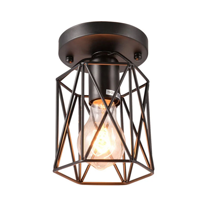 1 kop draadkooi semi-inbouw licht vintage stijl zwart metallic plafondmontage armatuur voor keuken Clearhalo