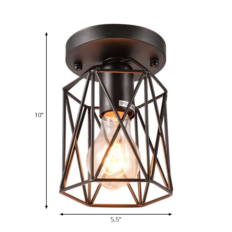 1 kop draadkooi semi-inbouw licht vintage stijl zwart metallic plafondmontage armatuur voor keuken Clearhalo