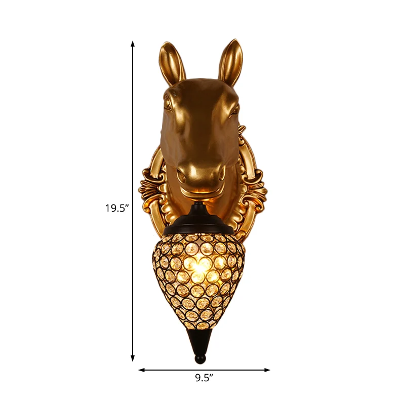 1 kop gefacetteerde kristallen wandgemonteerde lichte rustieke zwarte regendruppel nachtkastlamp met bruine paarden-/herte...