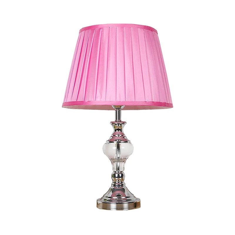 1 kop geplooide kristallen nachtkastjelamp moderne stoffen leesboeklamp rozerood Clearhalo