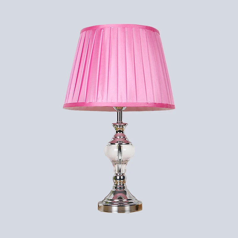 1 kop geplooide kristallen nachtkastjelamp moderne stoffen leesboeklamp rozerood Clearhalo