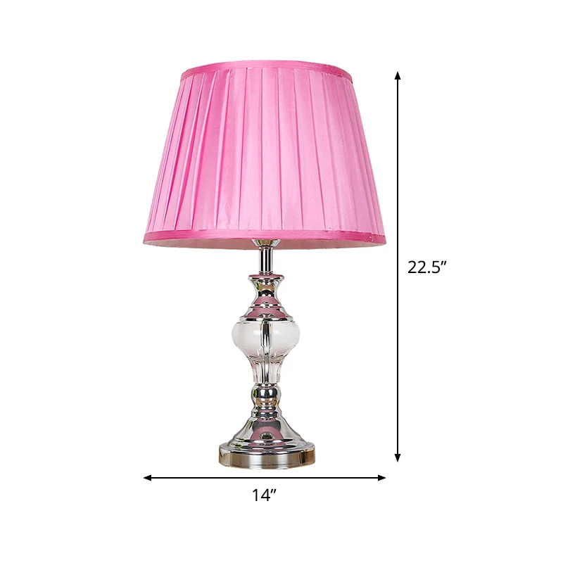 1 kop geplooide kristallen nachtkastjelamp moderne stoffen leesboeklamp rozerood Clearhalo