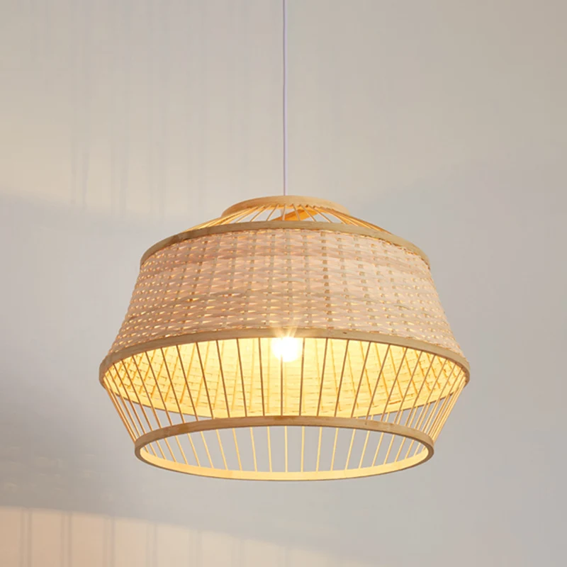1 kop handgemaakte hanglamp Japanse bamboe plafondhanglamp beige Clearhalo