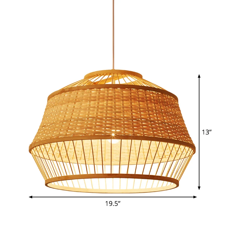 1 kop handgemaakte hanglamp Japanse bamboe plafondhanglamp beige Clearhalo