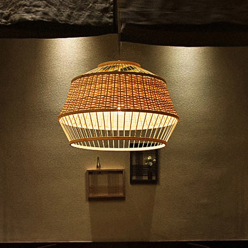 1 kop handgemaakte hanglamp Japanse bamboe plafondhanglamp beige Clearhalo