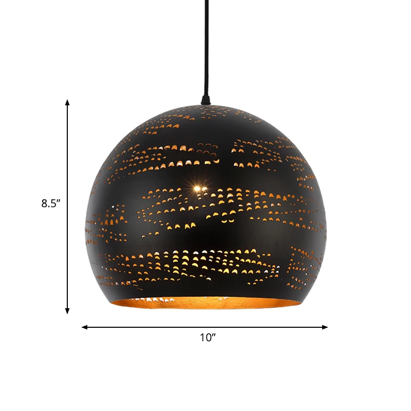 1 kop metalen hanglamp Art Deco zwarte bol eetkamer plafond hanglamp Clearhalo