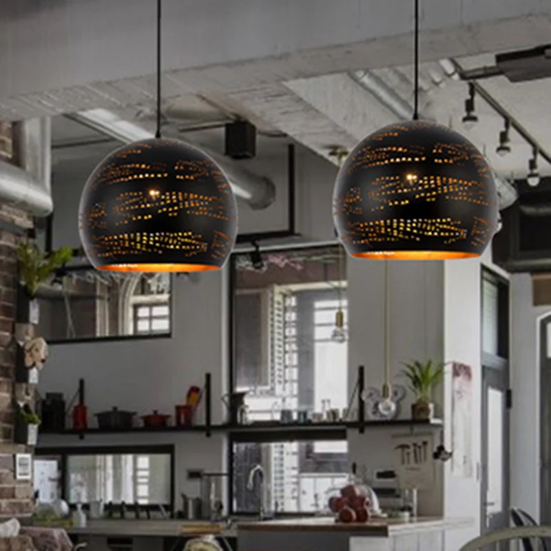 1 kop metalen hanglamp Art Deco zwarte bol eetkamer plafond hanglamp Clearhalo
