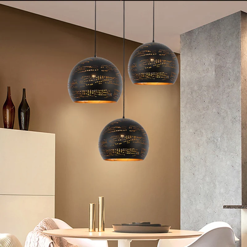 1 kop metalen hanglamp Art Deco zwarte bol eetkamer plafond hanglamp Clearhalo