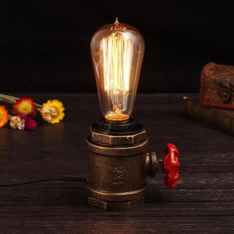1 kop metalen nachtkastje licht industriële roestafwerking kale lamp slaapkamer taaklamp met klep deco Clearhalo