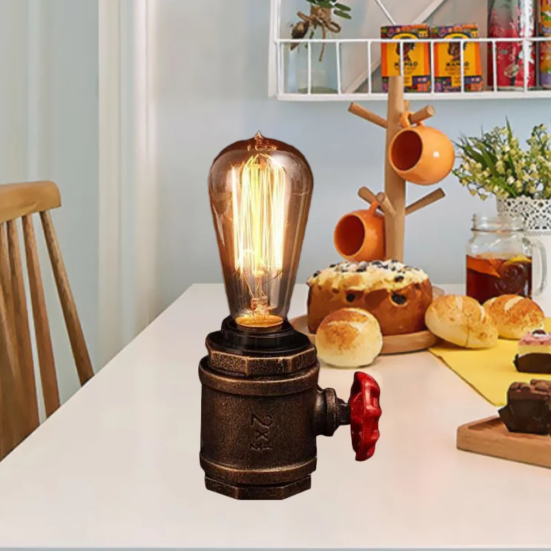 1 kop metalen nachtkastje licht industriële roestafwerking kale lamp slaapkamer taaklamp met klep deco Clearhalo