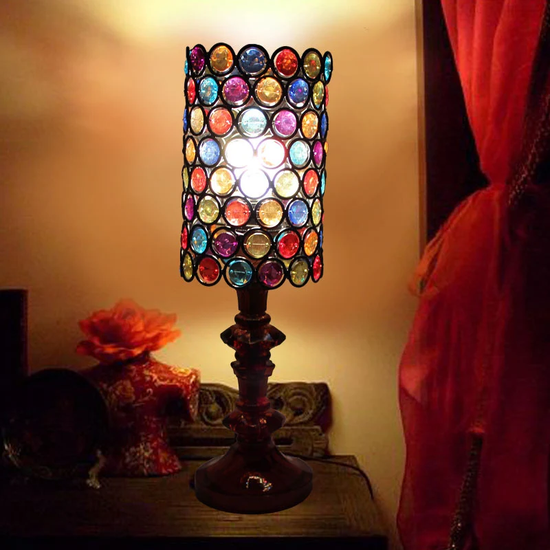 1 kop metalen nachtkastje verlichting decoratieve zwarte kolom woonkamer nachtkastje licht Clearhalo