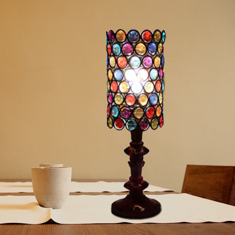 1 kop metalen nachtkastje verlichting decoratieve zwarte kolom woonkamer nachtkastje licht Clearhalo