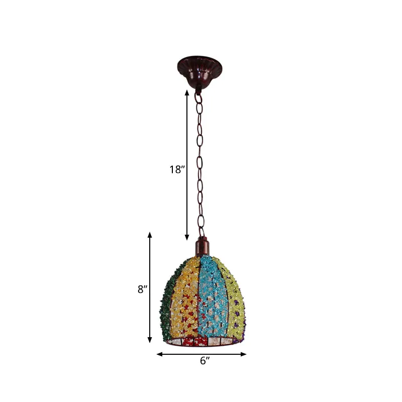 1 kop metalen plafondlamp decoratief brons/blauw geschulpt/koepel woonkamer hangende verlichtingsarmatuur Clearhalo