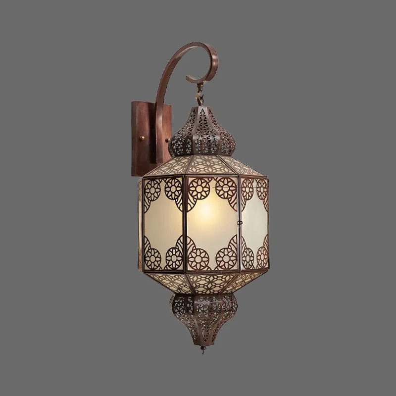 1 kop metalen schansverlichting traditionele zwarte lantaarn buiten Arabische wandmontage lamp Clearhalo