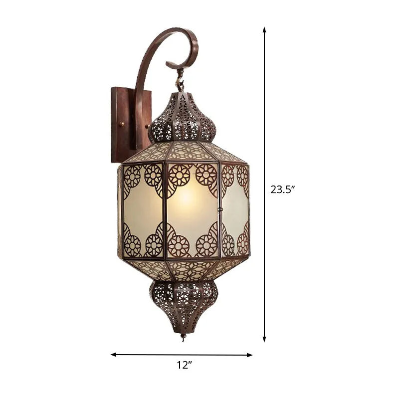 1 kop metalen schansverlichting traditionele zwarte lantaarn buiten Arabische wandmontage lamp Clearhalo