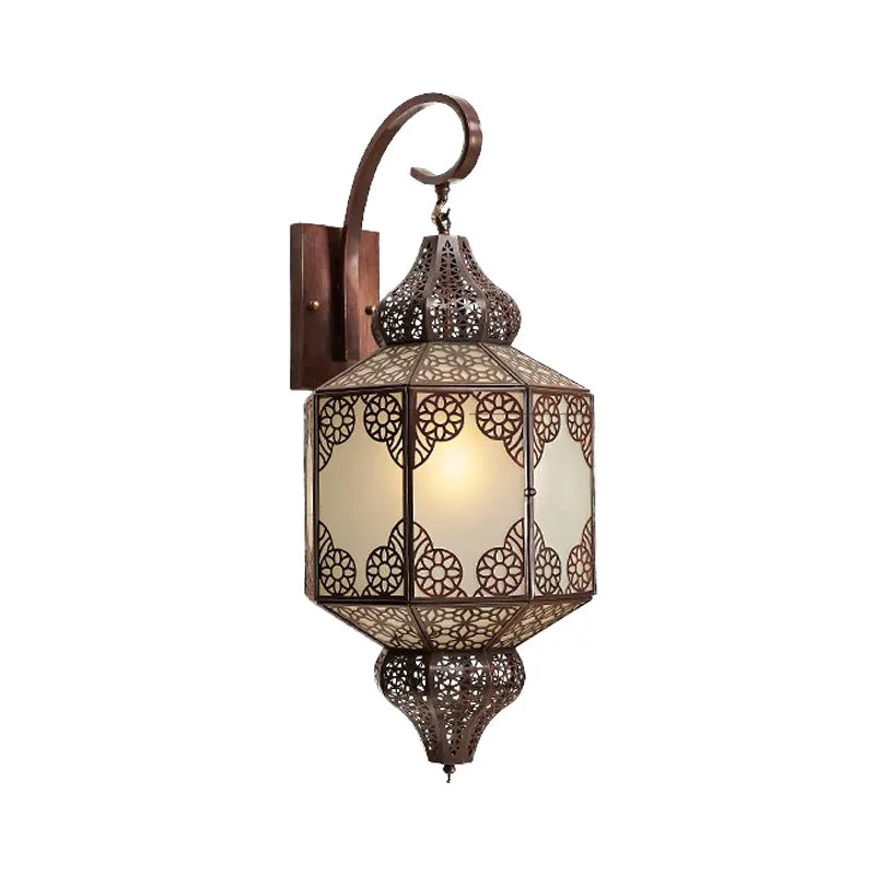 1 kop metalen schansverlichting traditionele zwarte lantaarn buiten Arabische wandmontage lamp Clearhalo
