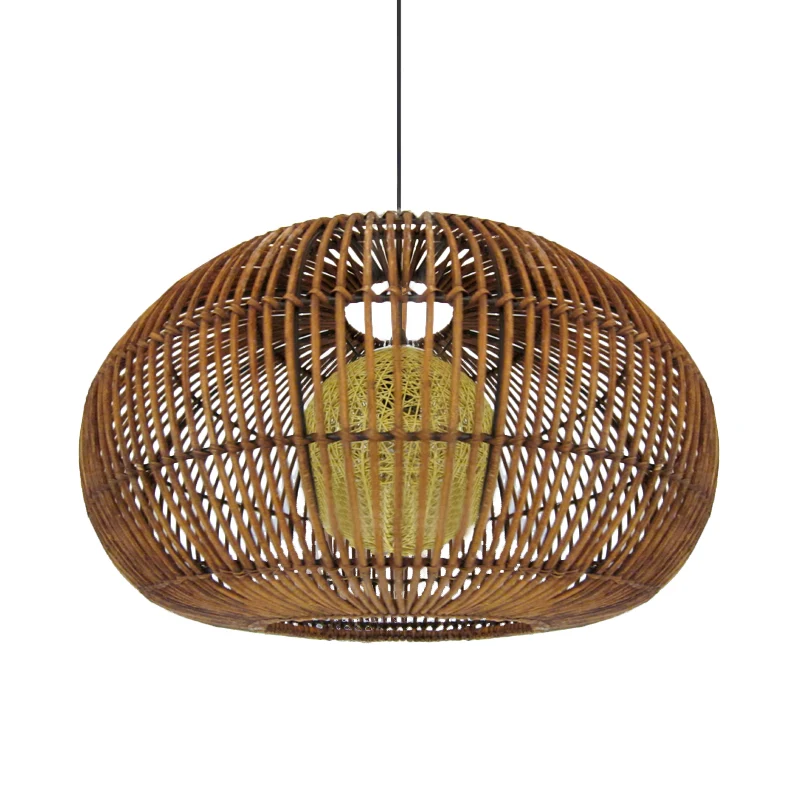 1 kop restaurant hanglamp Azië koffie hangend lichtarmatuur met lantaarn rotan kap Clearhalo
