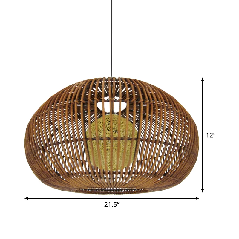 1 kop restaurant hanglamp Azië koffie hangend lichtarmatuur met lantaarn rotan kap Clearhalo