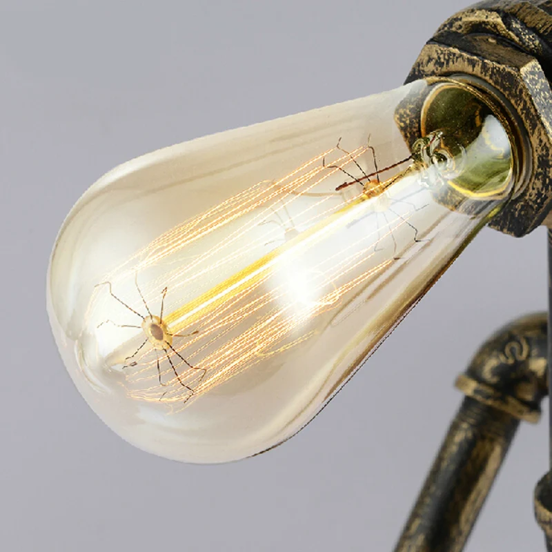 1 kop tafellamp Steampunk robot smeedijzeren tafellamp met pijpontwerp messing/brons voor kinderkamer Clearhalo