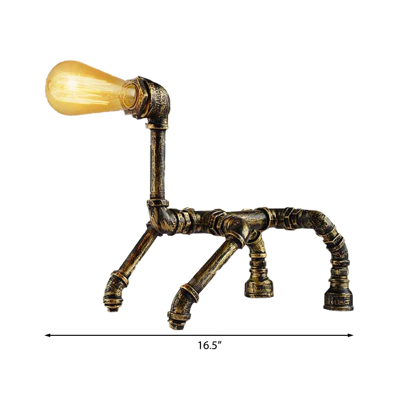 1 kop tafellamp Steampunk robot smeedijzeren tafellamp met pijpontwerp messing/brons voor kinderkamer Clearhalo