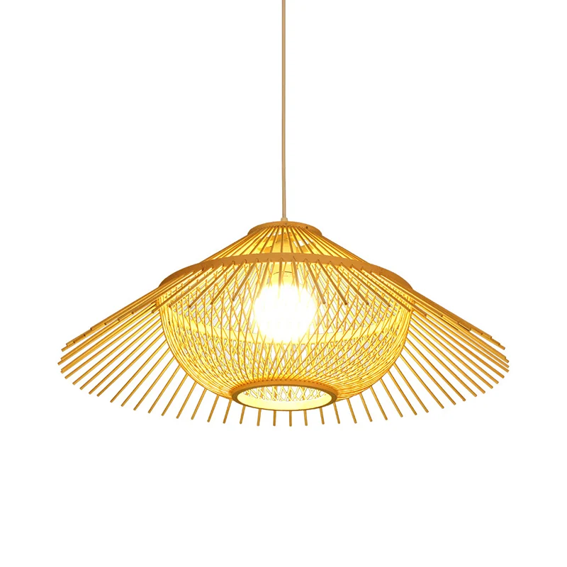 1 kop Tearoom plafondlamp Azië gele hanglamp met conische bamboe kap Clearhalo
