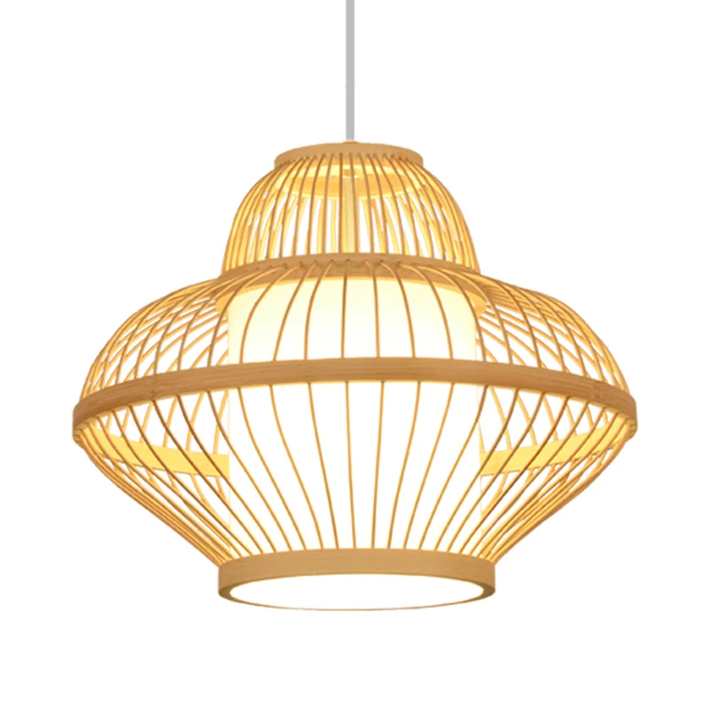 1 kop theehuis hanglamp Azië houten plafond hanglamp met gebogen bamboe kap Clearhalo