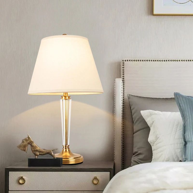 1 kop woonkamer tafellamp moderne witte kleine bureaulamp met brede uitlopende stoffen kap Clearhalo