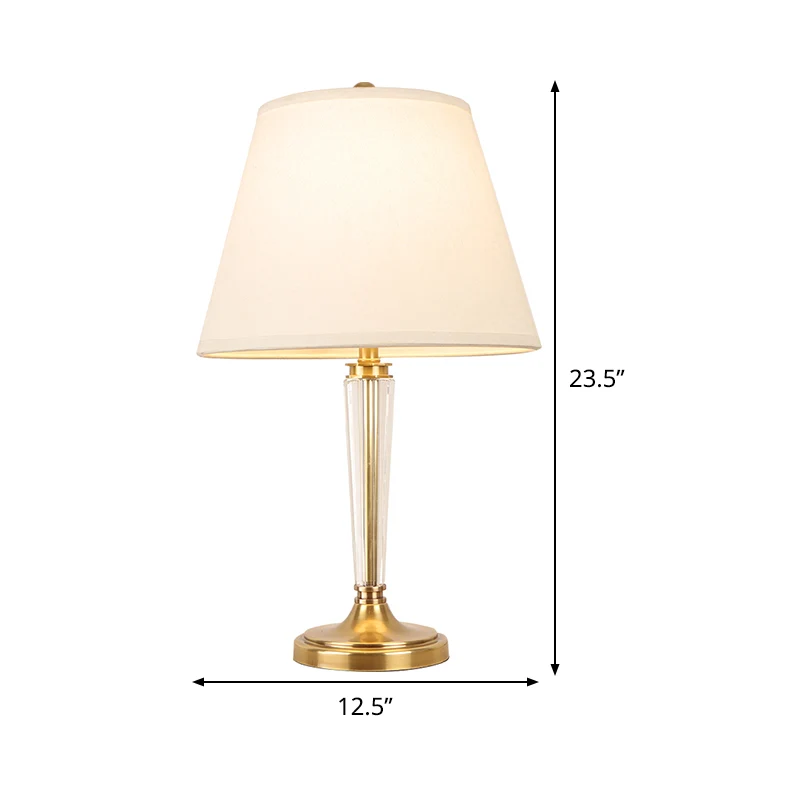 1 kop woonkamer tafellamp moderne witte kleine bureaulamp met brede uitlopende stoffen kap Clearhalo