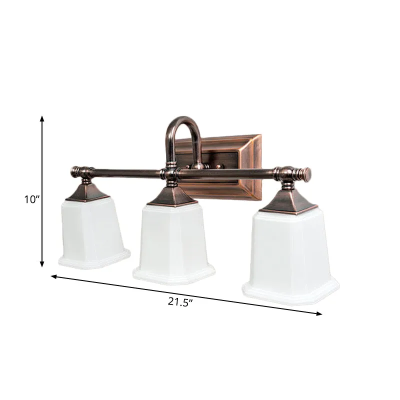 Koperen 2/3-kops ijdelheidslamp Traditionele ivoorkleurige glazen trapeziumvormige wandverlichting met draaiarm voor badka...