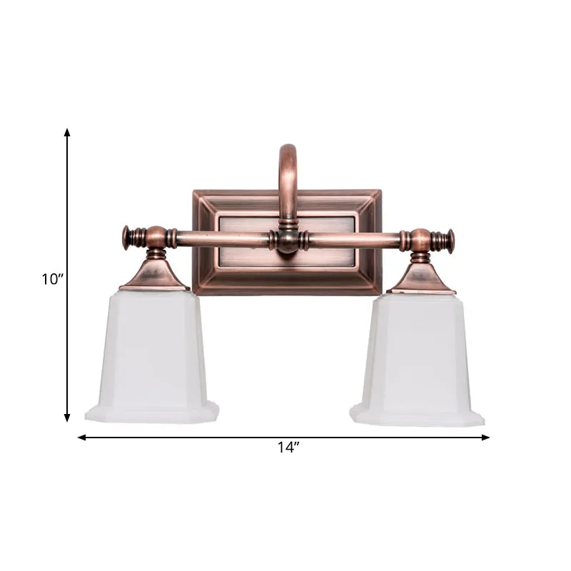 Koperen 2/3-kops ijdelheidslamp Traditionele ivoorkleurige glazen trapeziumvormige wandverlichting met draaiarm voor badka...