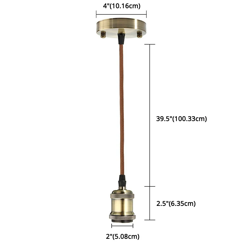 Koperen mini hanglamp industriële stijl kale lamp slaapkamer hanglamp met 39" geweven ophangdraad Clearhalo
