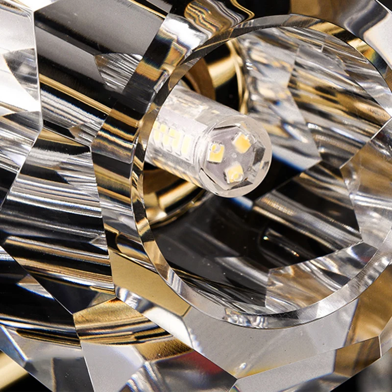 6 koppen gefacetteerde kristallen semi-inbouwverlichting postmoderne gouden spoetnik eetkamer plafondlamp Clearhalo