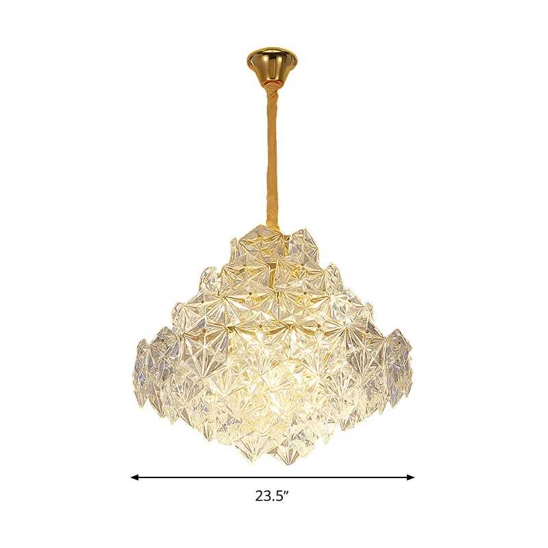 8 koppen heldere zeshoekige glazen hanglamp Noordse gouden topvorm woonkamer hangende kroonluchter Clearhalo