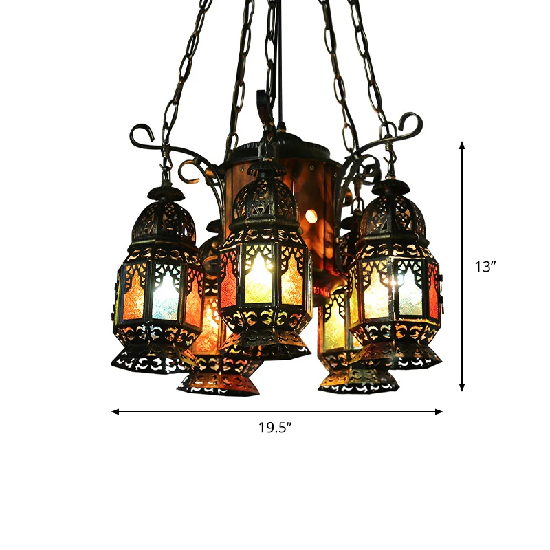 6 koppen metalen hangende verlichting Arabische stijl bronzen lantaarn restaurant plafondkroonluchter Clearhalo