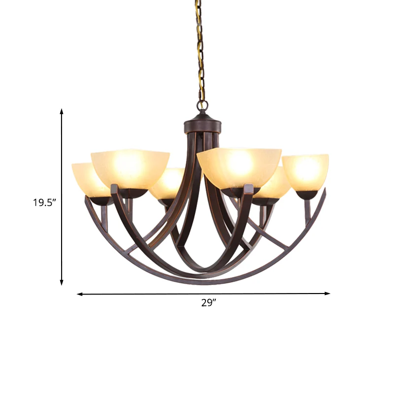 4/6 koppen plafondkroonluchter klassieke trapeziumvormige melkglas hangende hanger met boogarm brons voor slaapkamer Clear...