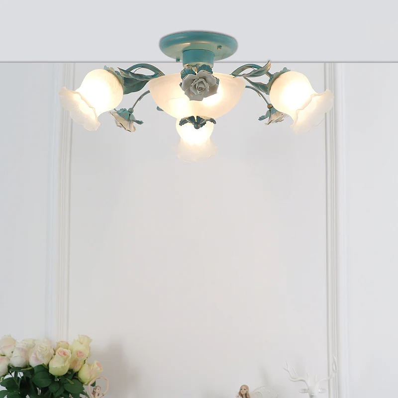 Koreaanse tuinbloem semi-inbouw vorstglazen plafondlamp voor slaapkamer Clearhalo