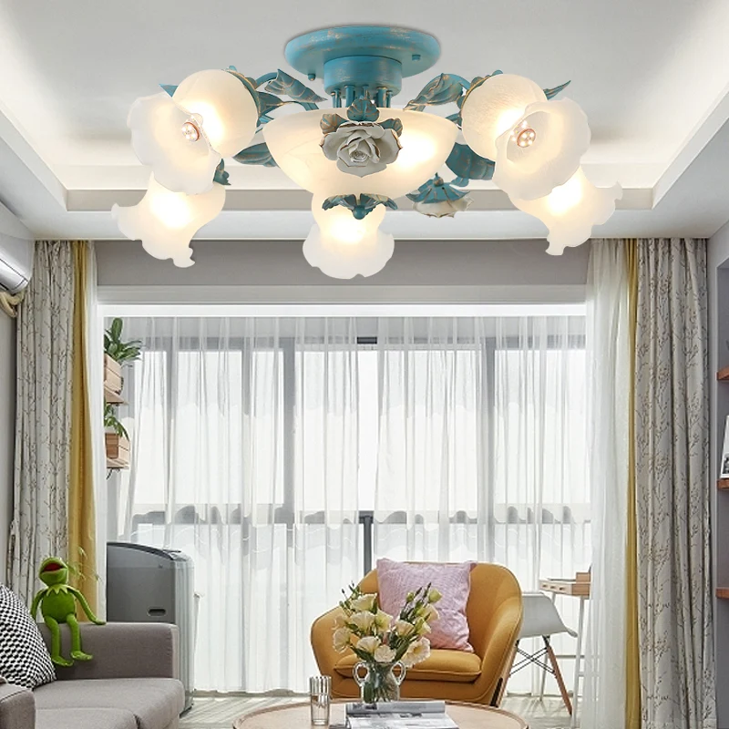 Koreaanse tuinbloem semi-inbouw vorstglazen plafondlamp voor slaapkamer Clearhalo