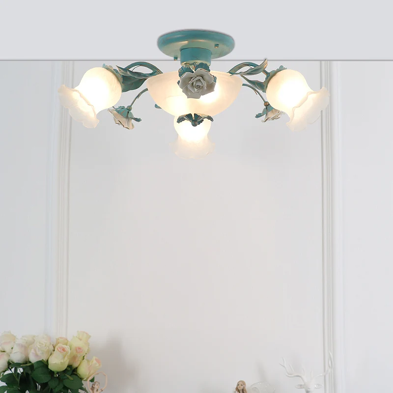 Koreaanse tuinbloem semi-inbouw vorstglazen plafondlamp voor slaapkamer Clearhalo