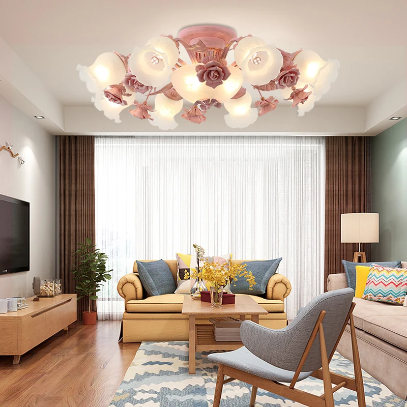 Koreaanse tuinbloem semi-inbouw vorstglazen plafondlamp voor slaapkamer Clearhalo