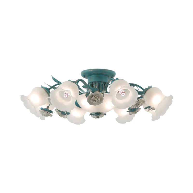 Koreaanse tuinbloem semi-inbouw vorstglazen plafondlamp voor slaapkamer Clearhalo
