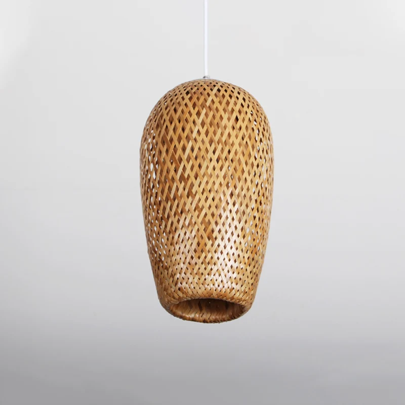 Kriskras geweven plafond hangende lantaarn Chinese bamboe 1 lamp bruine hanglamp voor restaurant Clearhalo
