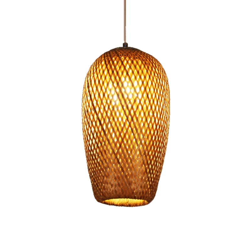 Kriskras geweven plafond hangende lantaarn Chinese bamboe 1 lamp bruine hanglamp voor restaurant Clearhalo