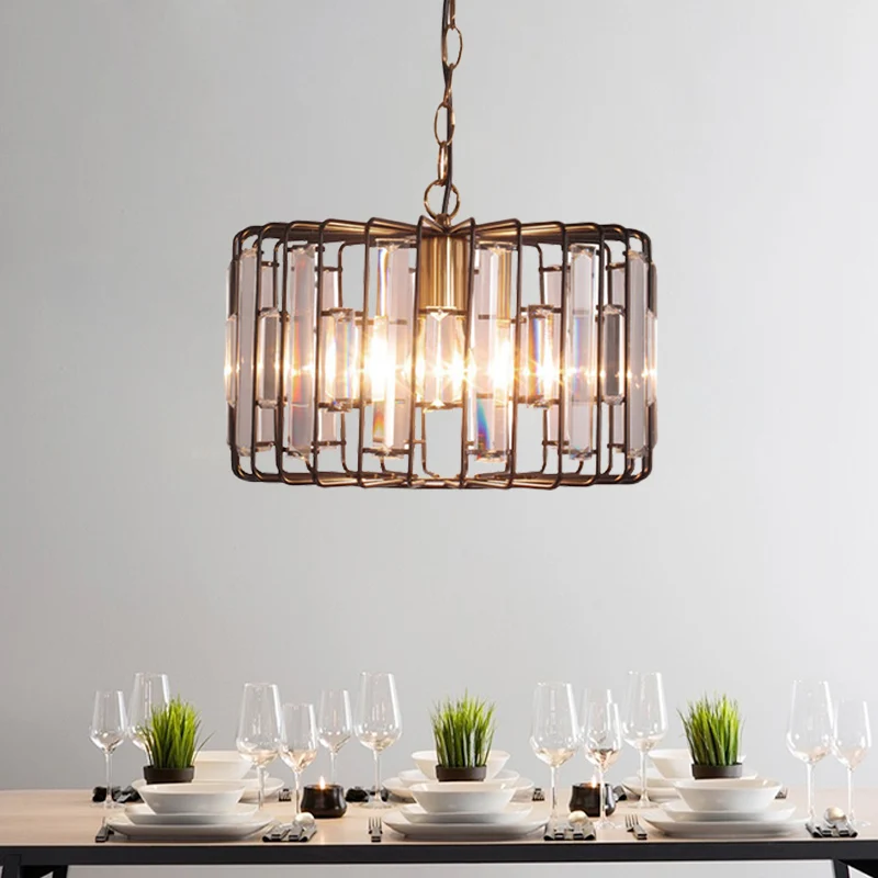 Kristal ingebed messing hangende licht drumkooi 11 "/13" brede 1-licht rustieke plafondhanger voor woonkamer Clearhalo