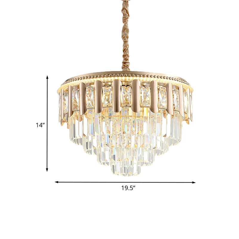 Kristallen 5-laags ronde kroonluchter modernisme eetkamer LED plafond hanglamp goud Clearhalo