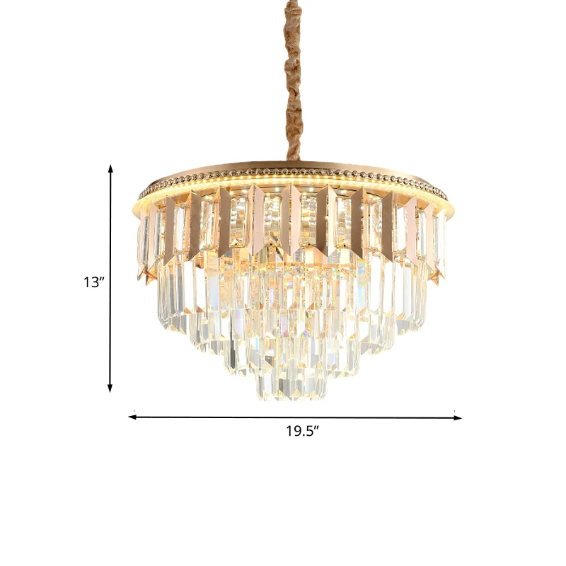 Kristallen 5-laags ronde kroonluchter modernisme eetkamer LED plafond hanglamp goud Clearhalo