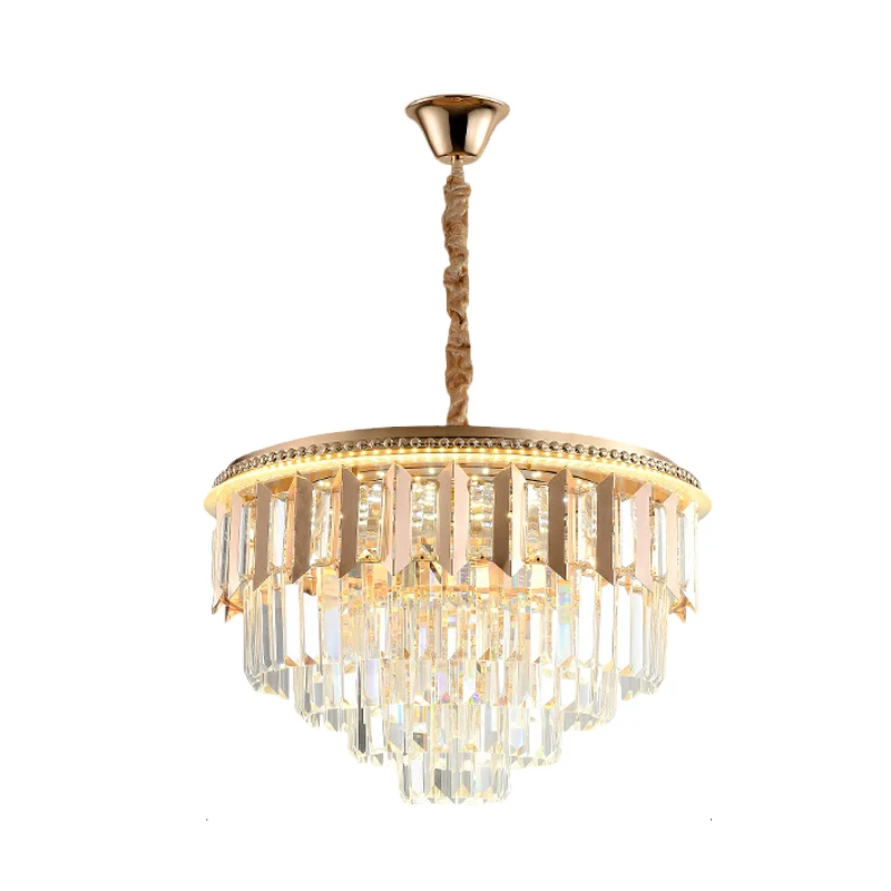 Kristallen 5-laags ronde kroonluchter modernisme eetkamer LED plafond hanglamp goud Clearhalo