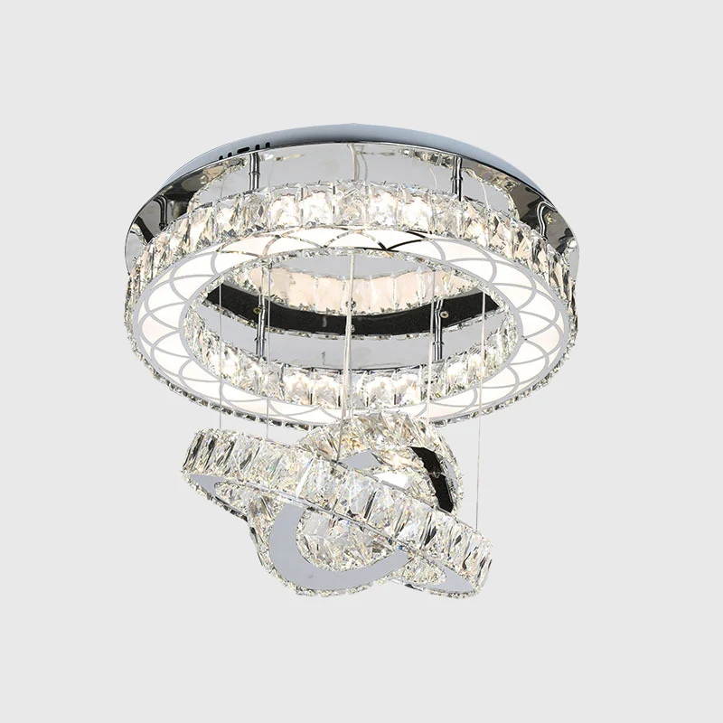 Kristallen blokringen Semi-inbouw Minimalisme LED Dicht bij plafondverlichting chroom, warm/wit licht Clearhalo